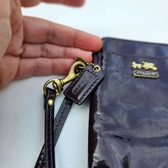 COACH Purple Zip Around Mini Wristlet Clutch Wallet, Pre-owned - Picture 2 of 6